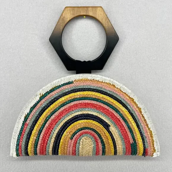 EUGENIA KIM Bag Luna Clutch Rainbow Straw Bracelet Handbag Yellow - Picture 2 of 10